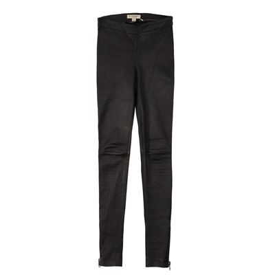 Lot 522 - Burberry Black Leather Stretch Legging - Size 6