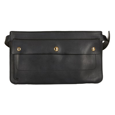 Lot 520 - Burberry Black Flat Flap Belt Bag