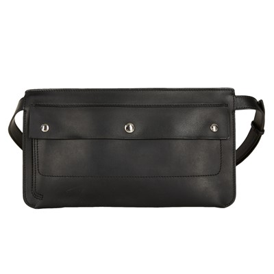 Lot 521 - Burberry Black Flat Flap Belt Bag