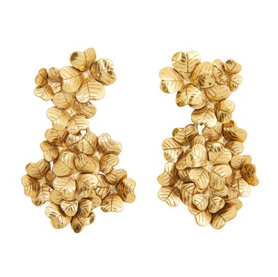 Lot 150 - Yves Saint Laurent Leaf Statement Clip On Earrings