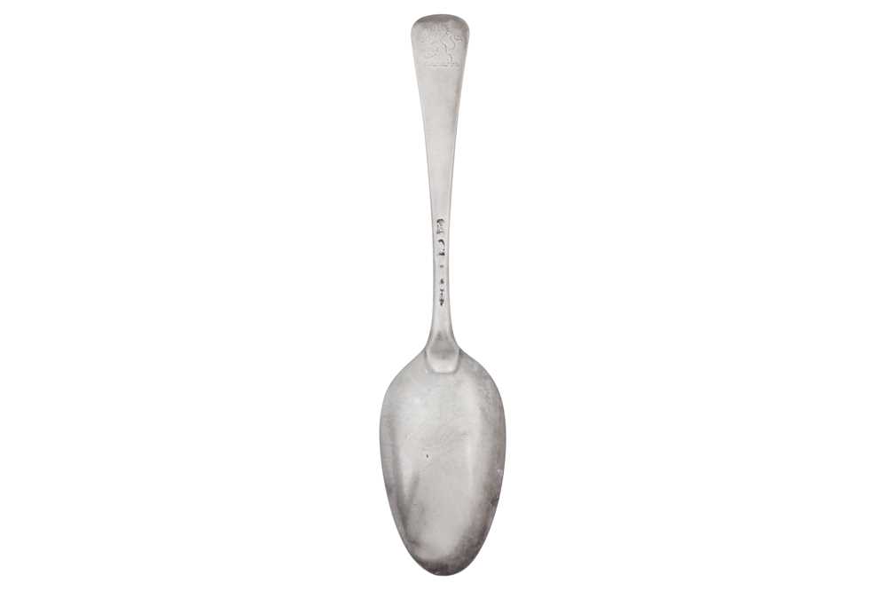 Lot 451 - A George II sterling silver tablespoon, London 1756 by Isaac Callard (reg. 7th Feb 1726, d.c.1770)