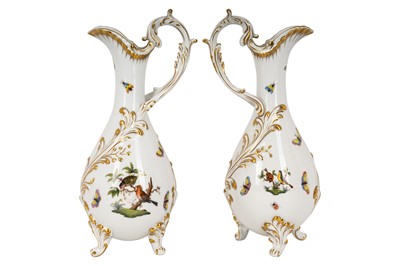 Lot 168 - A pair of Herend 'Rothschild bird' porcelain ewers