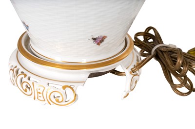 Lot 167 - A group of three Herend Rothschild Birds pattern porcelain table lamps, late 20th Century