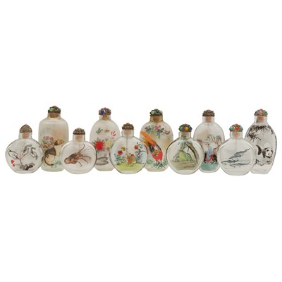 Lot 741 - A group of ten Chinese inside-painted snuff bottles, 20th century