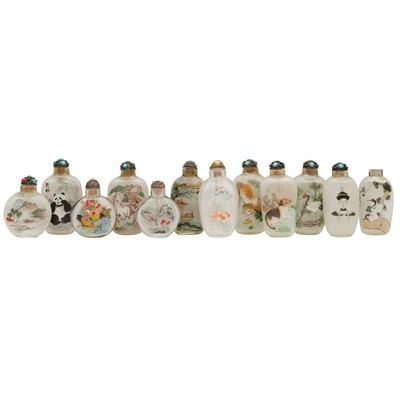 Lot 744 - A group of twelve Chinese inside-painted snuff bottles, 20th century