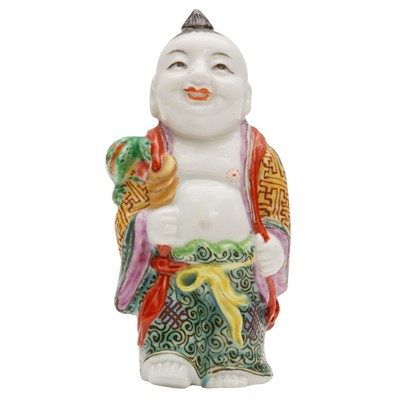 Lot 758 - A Chinese famille-rose 'laughing buddha' snuff bottle, 19th century