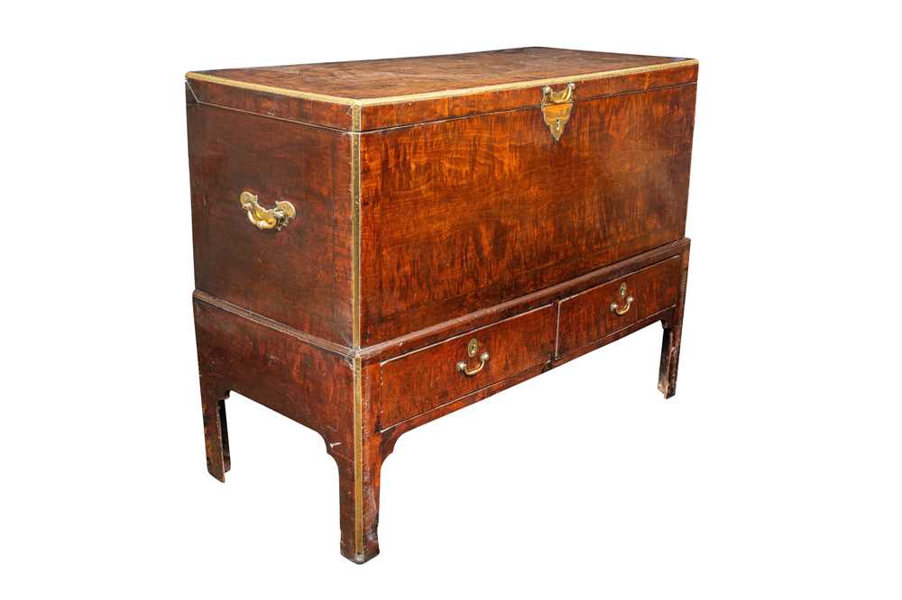 Lot 51 - A George III brass bound mahogany chest-on-stand, circa 1760