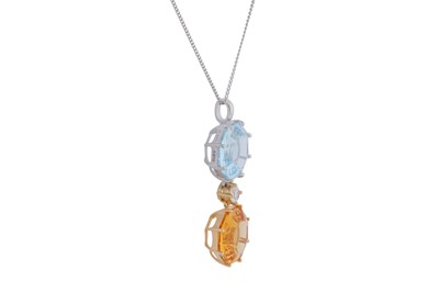Lot 149 - A topaz, citrine and diamond pendant necklace