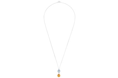 Lot 149 - A topaz, citrine and diamond pendant necklace
