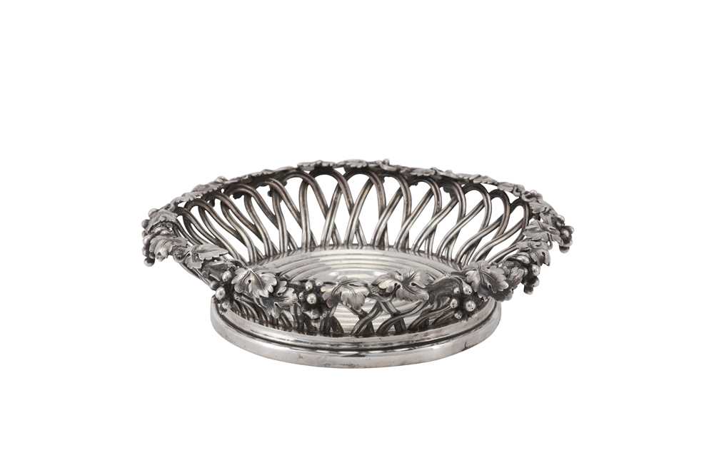 Lot 30 - AN ALEXANDER II RUSSIAN 84 ZOLOTNIK (875 STANDARD) SILVER WINE COASTER, SAINT PETERSBURG 1864, BY ROBERT COLQUHOUN (KOKHUN) RETAILED BY NICHOLS AND PLINKE (ACTIVE 1829-1898)