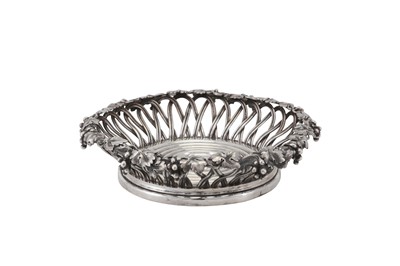 Lot 30 - AN ALEXANDER II RUSSIAN 84 ZOLOTNIK (875 STANDARD) SILVER WINE COASTER, SAINT PETERSBURG 1864, BY ROBERT COLQUHOUN (KOKHUN) RETAILED BY NICHOLS AND PLINKE (ACTIVE 1829-1898)
