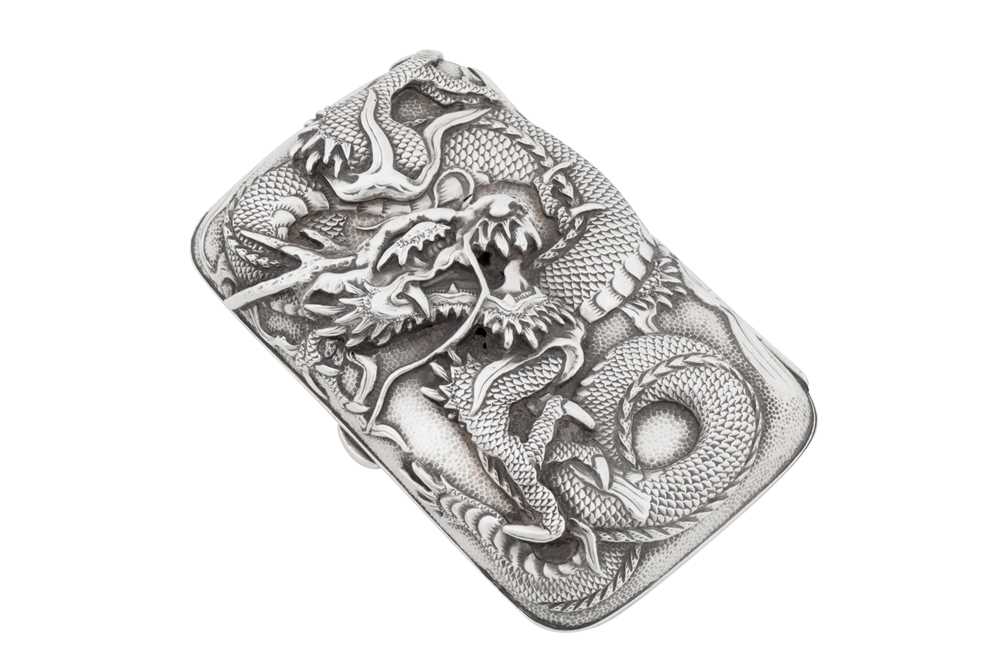 Lot 227 - An early 20th century Japanese silver cigar or cigarillo case, Yokohama dated 1905 retailed by Kuhn and Komor (active circa 1897-1926)