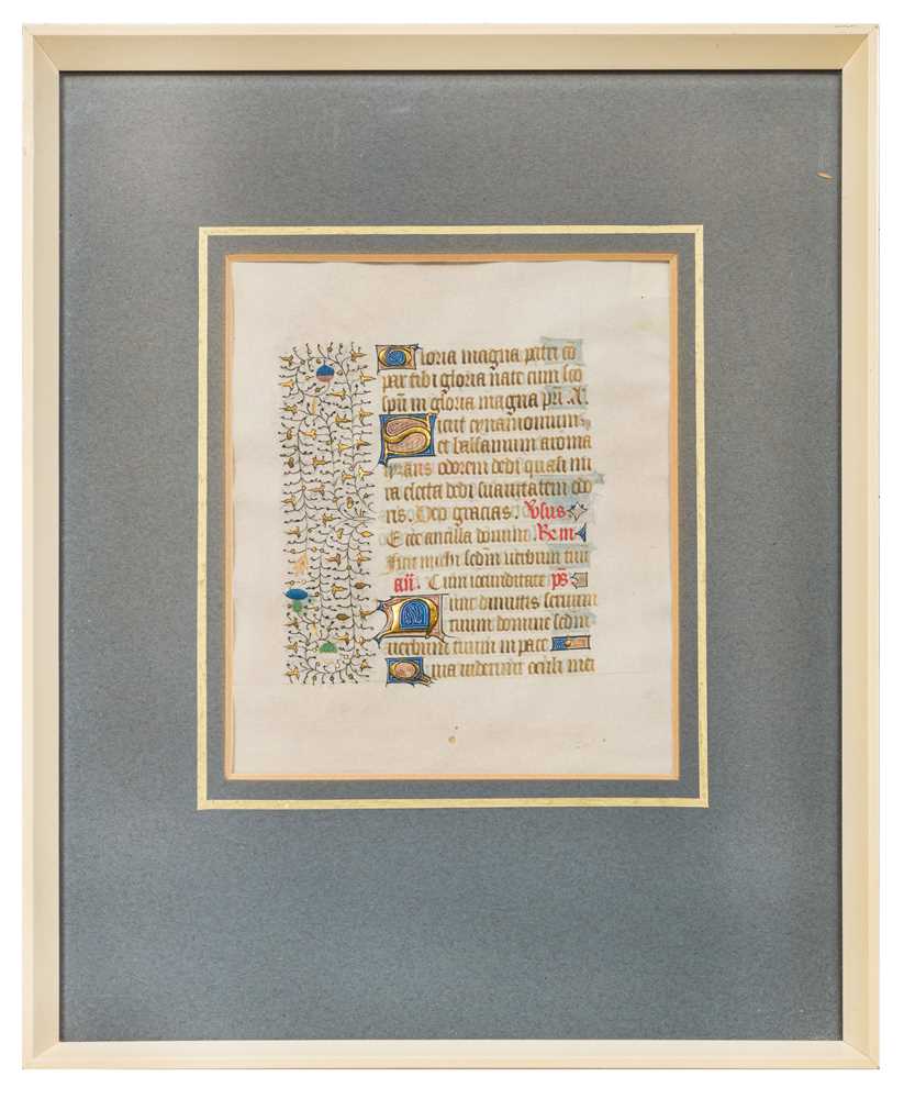 Lot 10 Medieval Illuminated Vellum Manuscript Leaf lot-10-medieval-illuminated-vellum-manuscript-leaf
