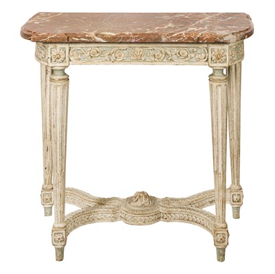 Lot 100 - Louis XVI marble topped painted console table