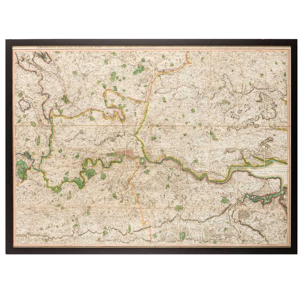 Lot 74 - Andrews (John) Andrews's Accurate Map of the Country, Twenty-Five Miles Round London, 1807