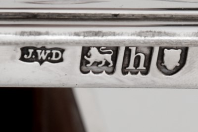 Lot 70 - An Edwardian sterling silver presentation cigar or cigarette casket, London 1903 by James Dixon and Sons