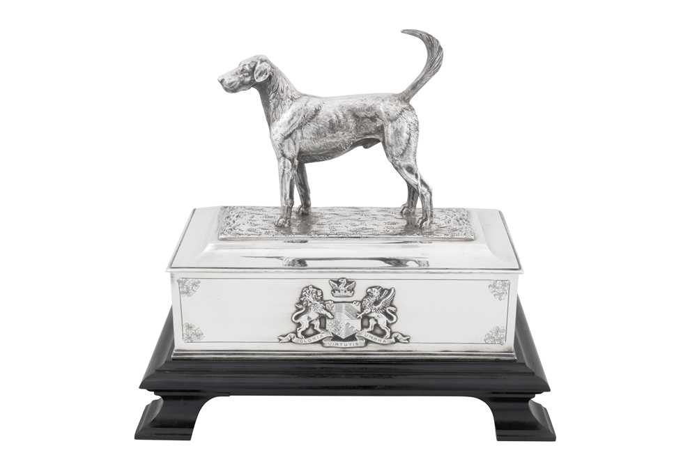 Lot 70 - An Edwardian sterling silver presentation cigar or cigarette casket, London 1903 by James Dixon and Sons