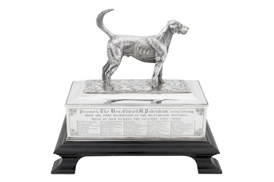 Lot 70 - An Edwardian sterling silver presentation cigar or cigarette casket, London 1903 by James Dixon and Sons