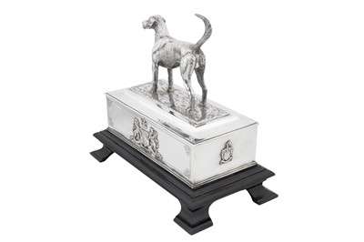Lot 70 - An Edwardian sterling silver presentation cigar or cigarette casket, London 1903 by James Dixon and Sons