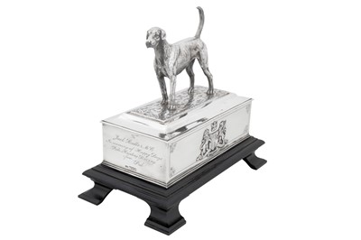 Lot 70 - An Edwardian sterling silver presentation cigar or cigarette casket, London 1903 by James Dixon and Sons