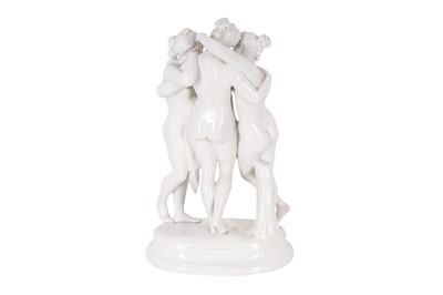 Lot 233 - SITZENDORF PORCELAIN MODEL OF THE THREE GRACES, AFTER ANTONIO CANOVA