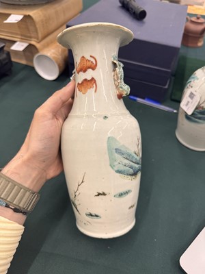 Lot 501 - A pair of Chinese famille-rose 'figural' vases, Qing dynasty, 19th century