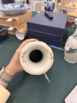 Lot 501 - A pair of Chinese famille-rose 'figural' vases, Qing dynasty, 19th century