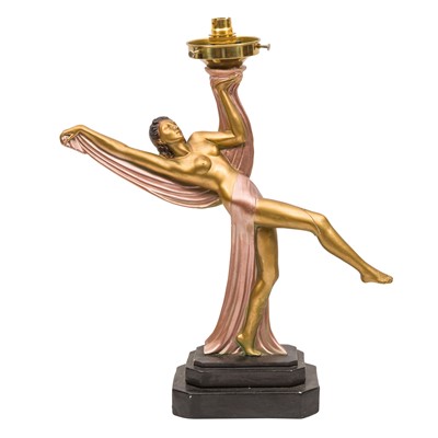 Lot 267 - Art Deco painted plaster figural table lamp
