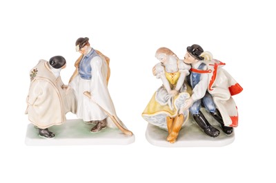 Lot 5 - Two large Herend hand painted porcelain figural groups