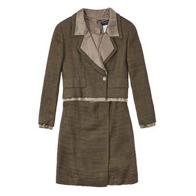Lot 99 - Chanel Khaki Mohair Three Piece Skirt Suit - Size 38