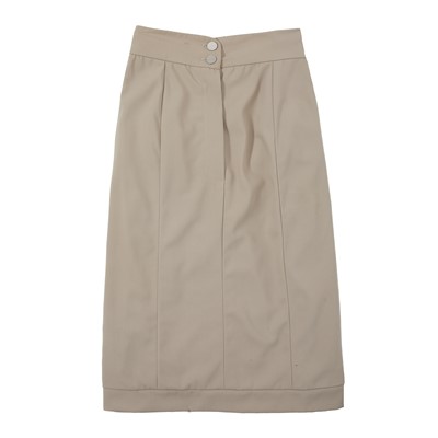 Lot 142 - Chanel Stone Wool Crepe Corset Skirt - Size 38