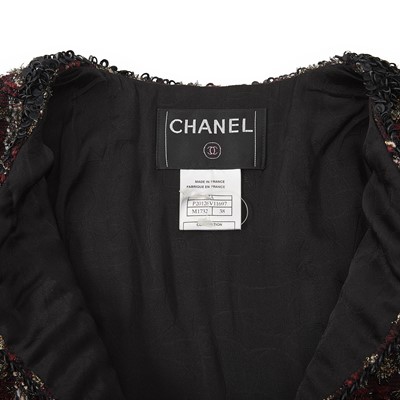 Lot 47 - Chanel Burgundy Boucle Open Front Jacket - Size 38