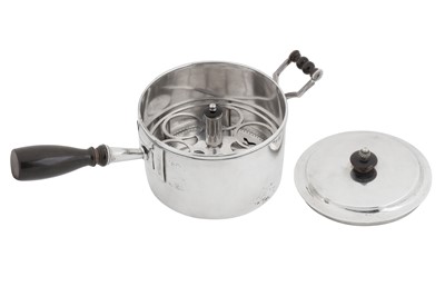 Lot 94 - An early 19th century Indian colonial silver curry pan with egg coddler, Calcutta circa 1830 by Pittar and Co (active 1825-48)