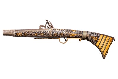 Lot 187 - A North African (possibly Moroccan) longarm snaphance Rifle (or Moukahla)