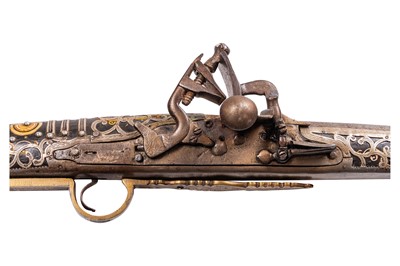 Lot 187 - A North African (possibly Moroccan) longarm snaphance Rifle (or Moukahla)