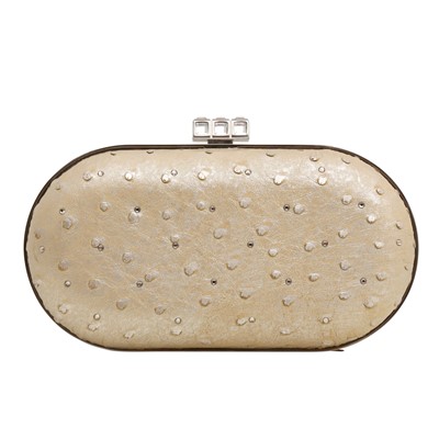 Lot 152 - λ Judith Leiber Metallic Ostrich Embellished Clutch