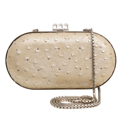 Lot 152 - λ Judith Leiber Metallic Ostrich Embellished Clutch