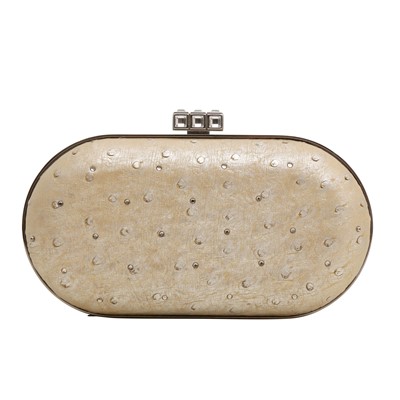 Lot 152 - λ Judith Leiber Metallic Ostrich Embellished Clutch