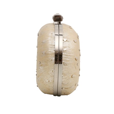 Lot 152 - λ Judith Leiber Metallic Ostrich Embellished Clutch
