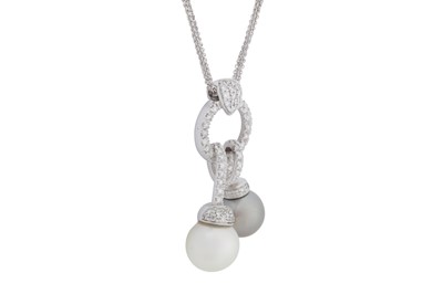 Lot 183 - A pearl and diamond pendant necklace