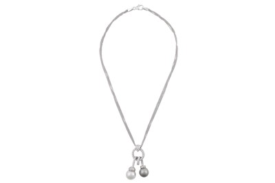 Lot 183 - A pearl and diamond pendant necklace