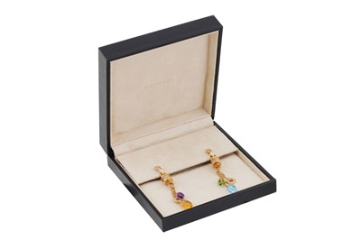 Lot 163 - Bulgari | 'B.Zero1' Multi gemstone and diamond pendant earrings