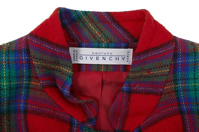 Lot 36 - Givenchy Red Wool Tartan Skirt Suit