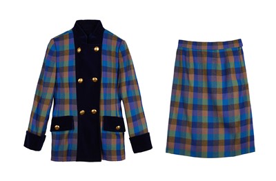 Lot 81 - Givenchy Blue Wool Plaid Skirt Suit