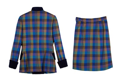 Lot 81 - Givenchy Blue Wool Plaid Skirt Suit
