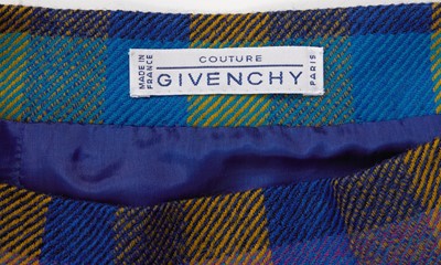 Lot 81 - Givenchy Blue Wool Plaid Skirt Suit
