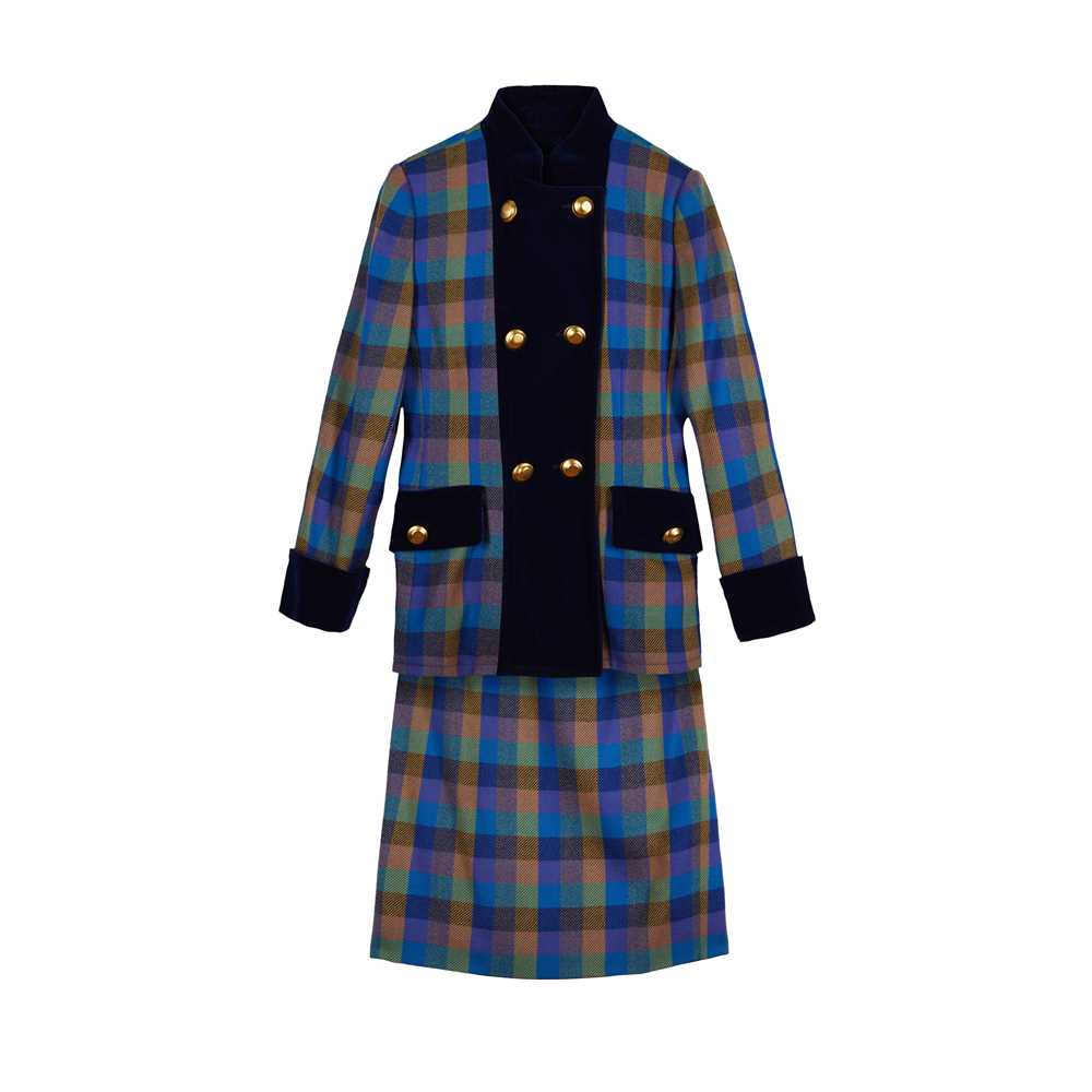 Lot 81 - Givenchy Blue Wool Plaid Skirt Suit