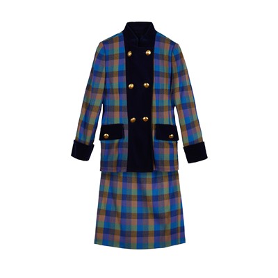 Lot 81 - Givenchy Blue Wool Plaid Skirt Suit