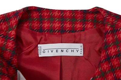 Lot 34 - Givenchy Red Wool Plaid Skirt Suit