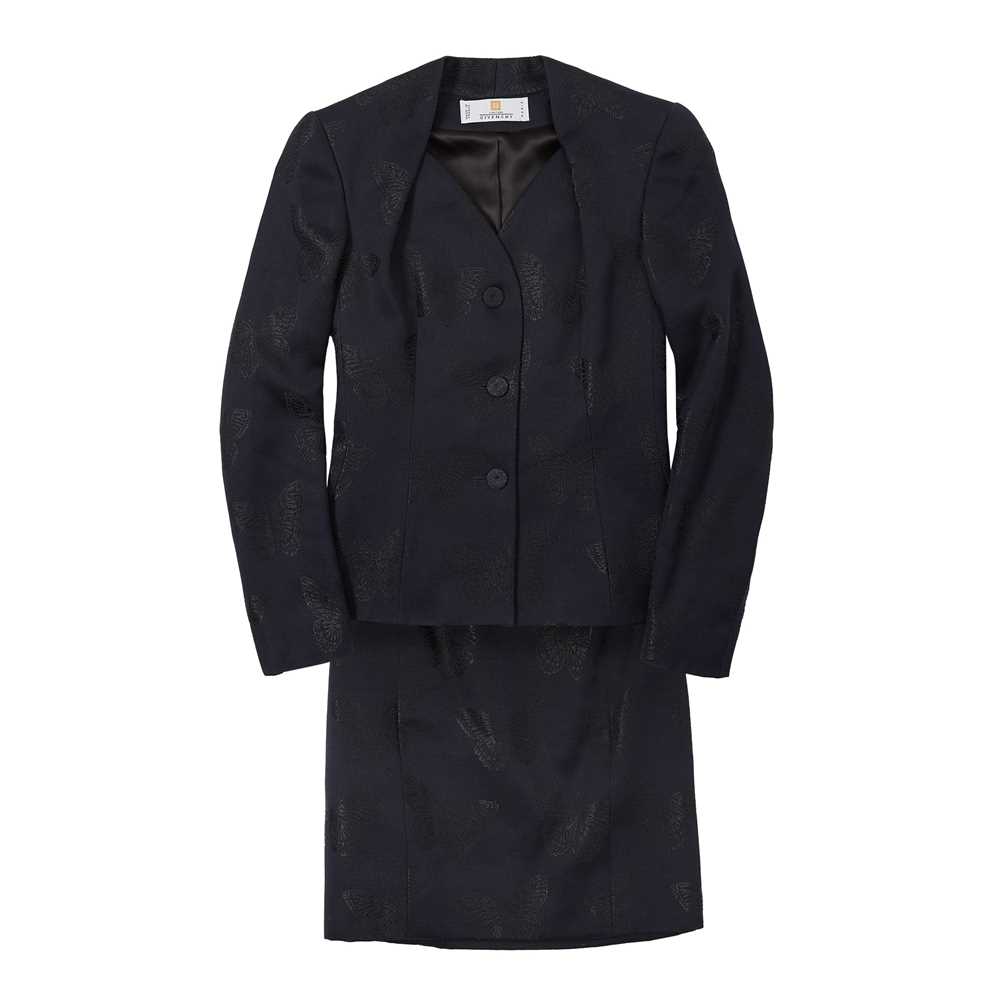 Lot 83 - Givenchy Navy Butterfly Jacquard Skirt Suit